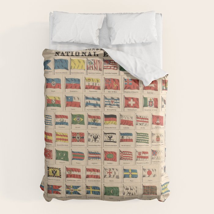Vintage Flags of the World Chart (1863) Duvet Cover Gallery Image 6