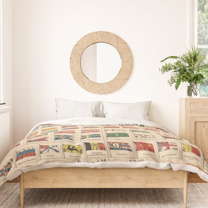 Vintage Flags of the World Chart (1863) Duvet Cover Gallery Image 3