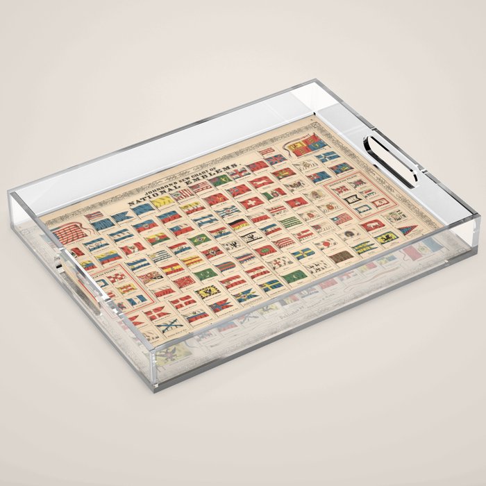 Vintage Flags of the World Chart (1863) Acrylic Tray Gallery Image 1