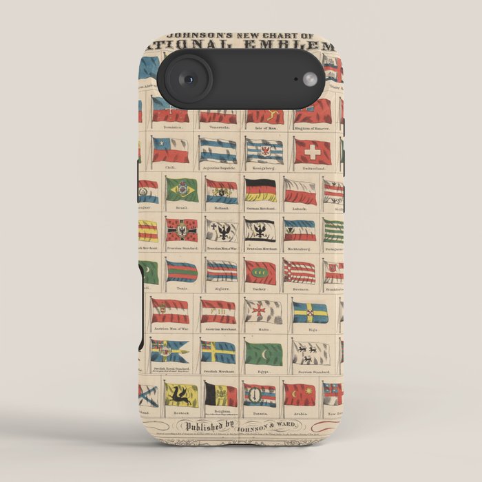 Vintage Flags of the World Chart (1863) iPhone Case Gallery Image 2