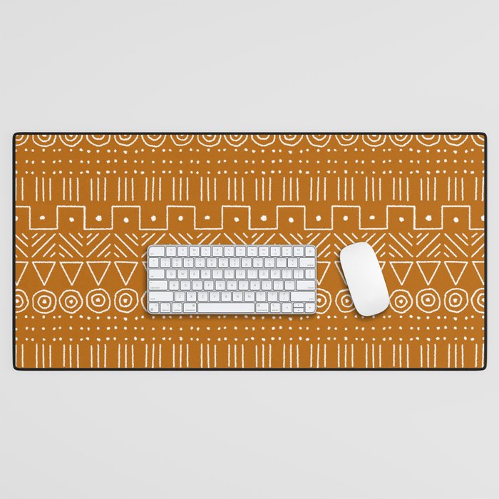Mudcloth Style 1 in Orange Desk Mat Gallery Image 1