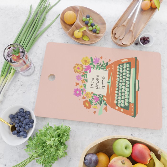 Floral typewriter Cutting Board Gallery Image 2