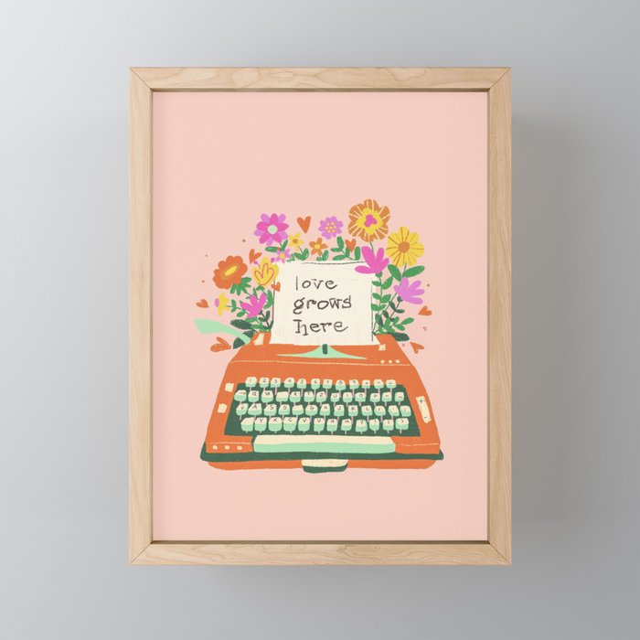 Floral typewriter Mini Art Print Gallery Image 1