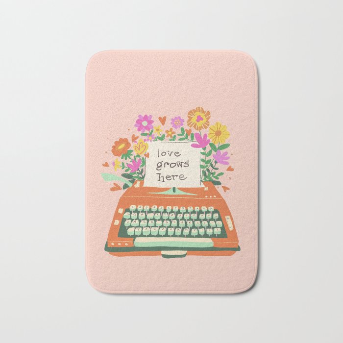 Floral typewriter Bath Mat Gallery Image 1