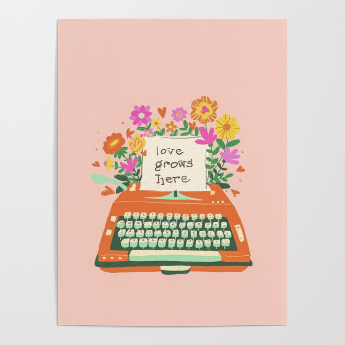 Floral typewriter Poster Gallery Image 4