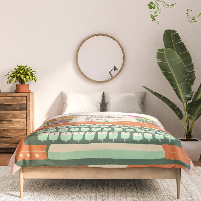 Floral typewriter Comforter Gallery Image 3