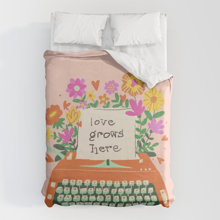 Floral typewriter Duvet Cover Gallery Image 6