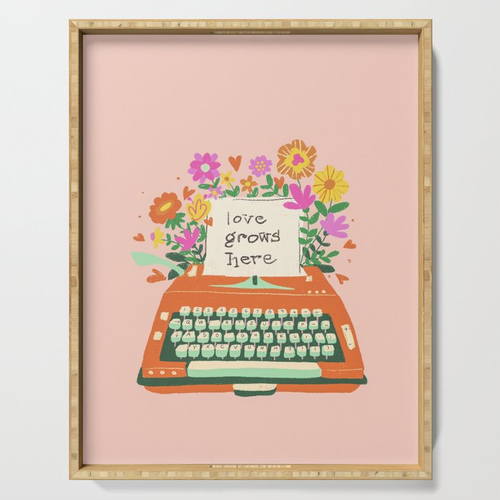 Floral typewriter Serving Tray Gallery Image 1
