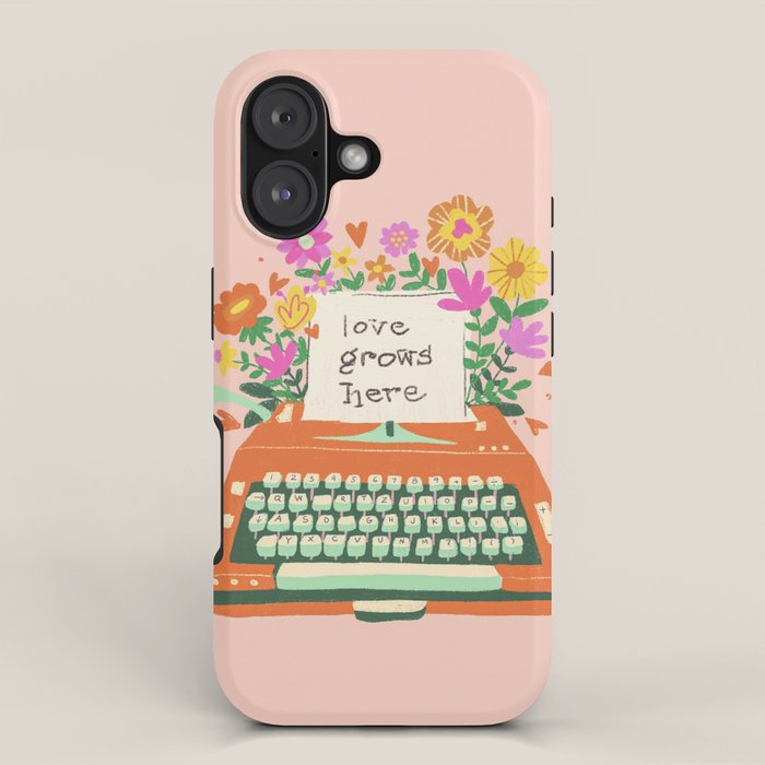 Floral typewriter iPhone Case Gallery Image 1