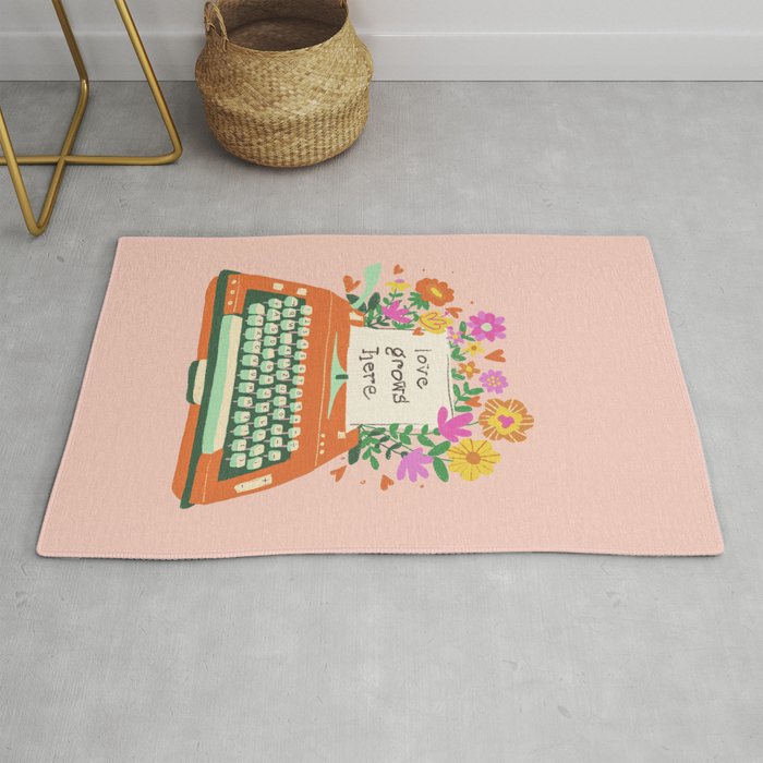Floral typewriter Rug Gallery Image 1