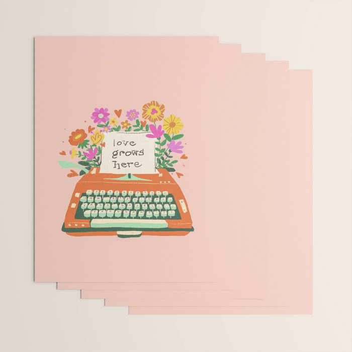 Floral typewriter Wrapping Paper Gallery Image 3