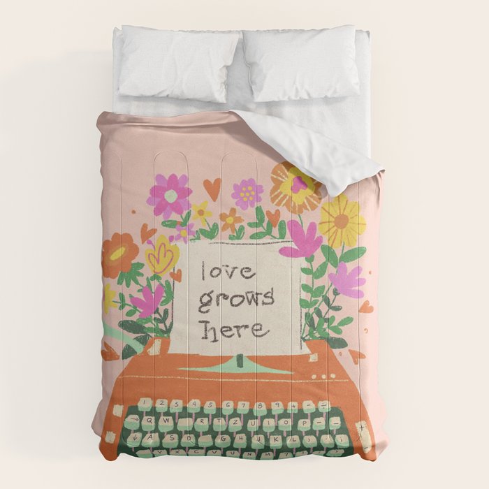 Floral typewriter Comforter Gallery Image 6