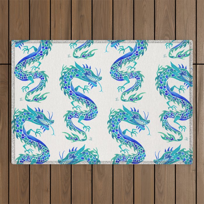 Chinese Dragon - Blue Palette Outdoor Rug Gallery Image 1