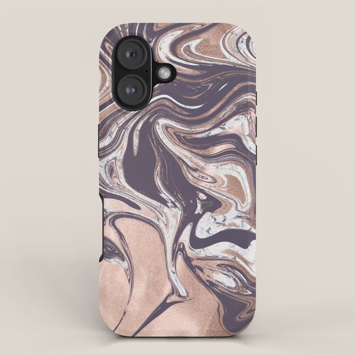 Liquid Rose Gold Violet and Marble iPhone Case Gallery Image 1