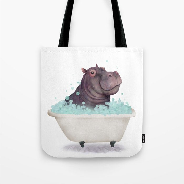 Hippo in the Bathtub  Tote Bag Gallery Image 1