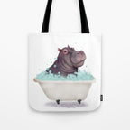 Hippo in the Bathtub  Tote Bag Gallery Image 1
