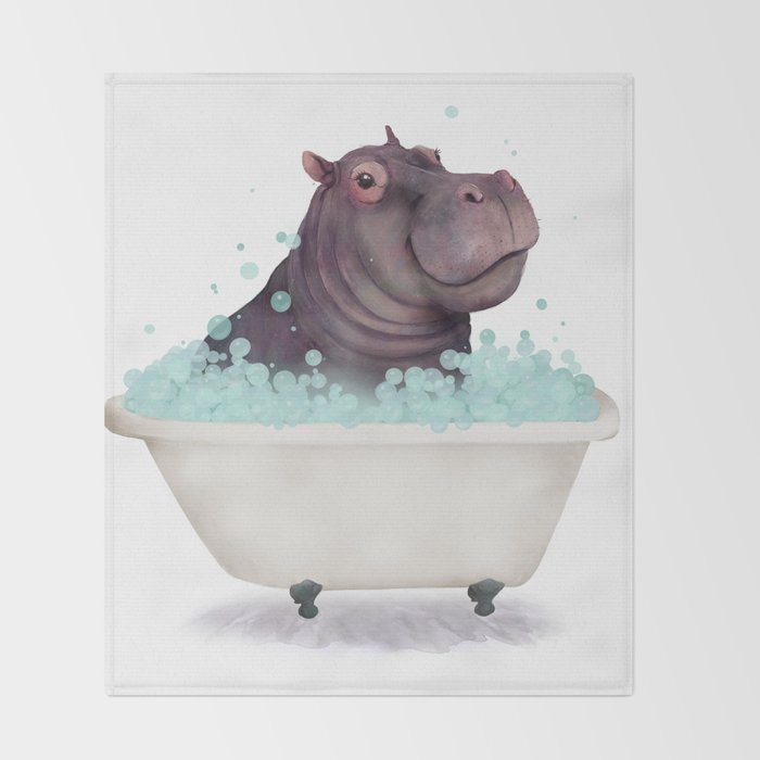 Hippo in the Bathtub  Throw Blanket Gallery Image 2