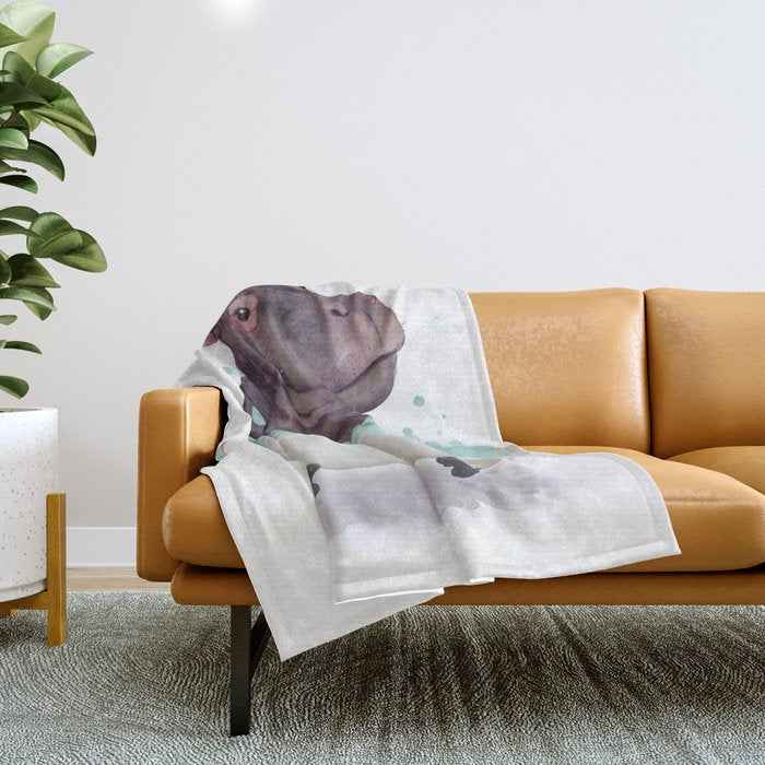 Hippo in the Bathtub  Throw Blanket Gallery Image 1