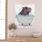 Hippo in the Bathtub  Wall Tapestry Gallery Image 2