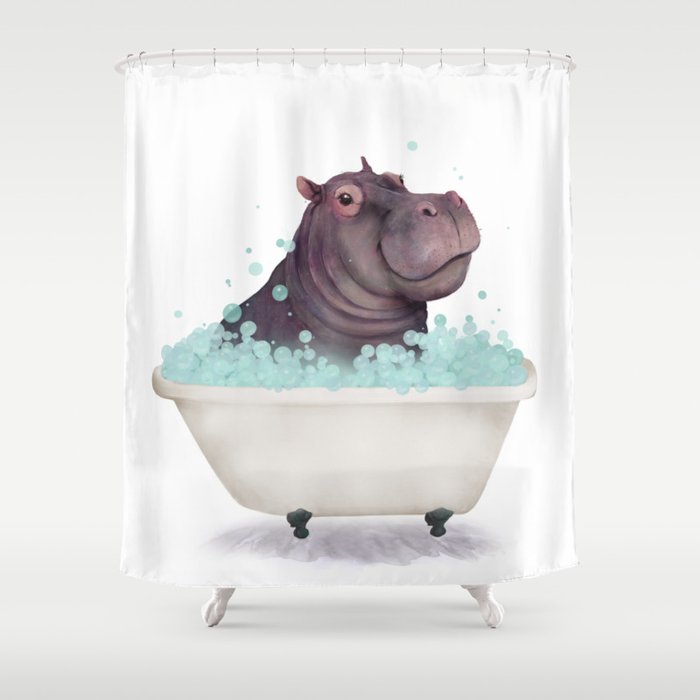 Hippo in the Bathtub  Shower Curtain Gallery Image 1