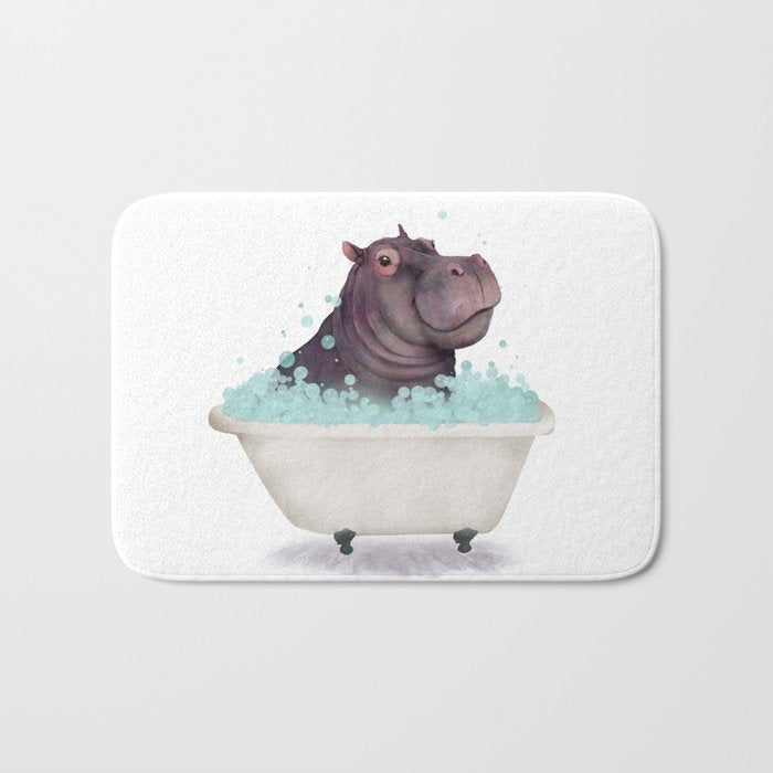 Hippo in the Bathtub  Bath Mat Gallery Image 1
