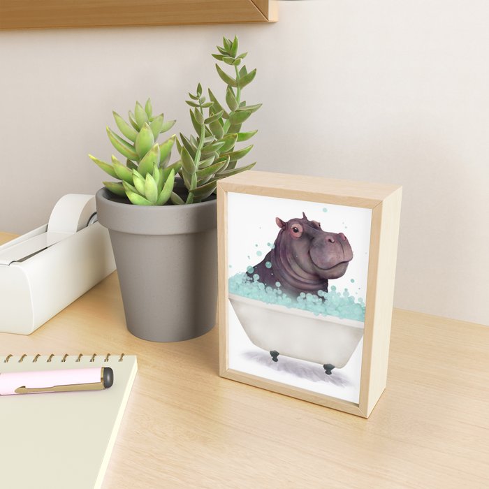 Hippo in the Bathtub  Mini Art Print Gallery Image 2