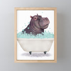 Hippo in the Bathtub  Mini Art Print Gallery Image 1