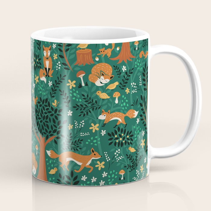 Foxes Playing in the Emerald Forest Coffee Mug Gallery Image 1