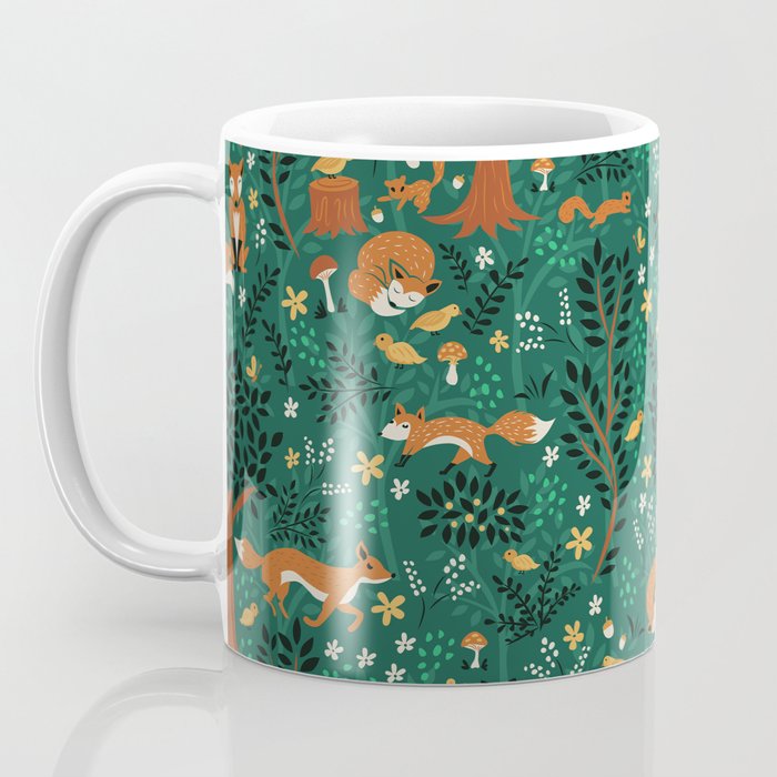 Foxes Playing in the Emerald Forest Coffee Mug Gallery Image 3
