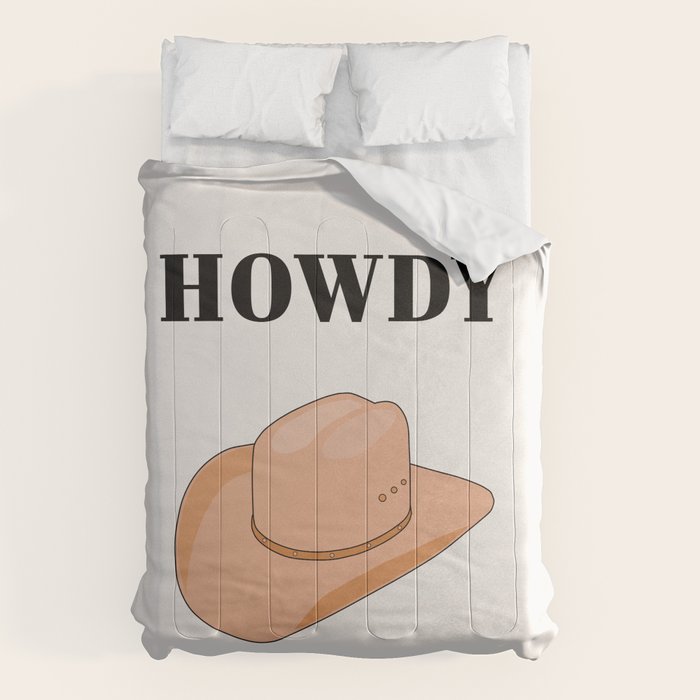 Howdy - Cowboy Hat Neutral Beige Comforter Gallery Image 6