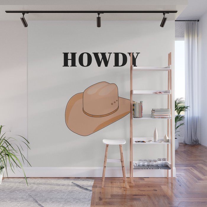 Howdy - Cowboy Hat Neutral Beige Wall Mural Gallery Image 1