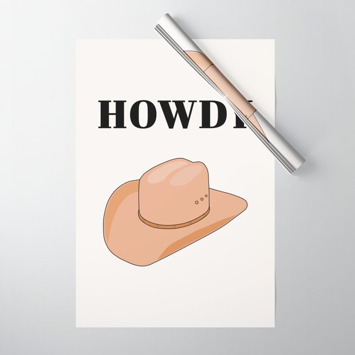 Howdy - Cowboy Hat Neutral Beige Wrapping Paper Gallery Image 1