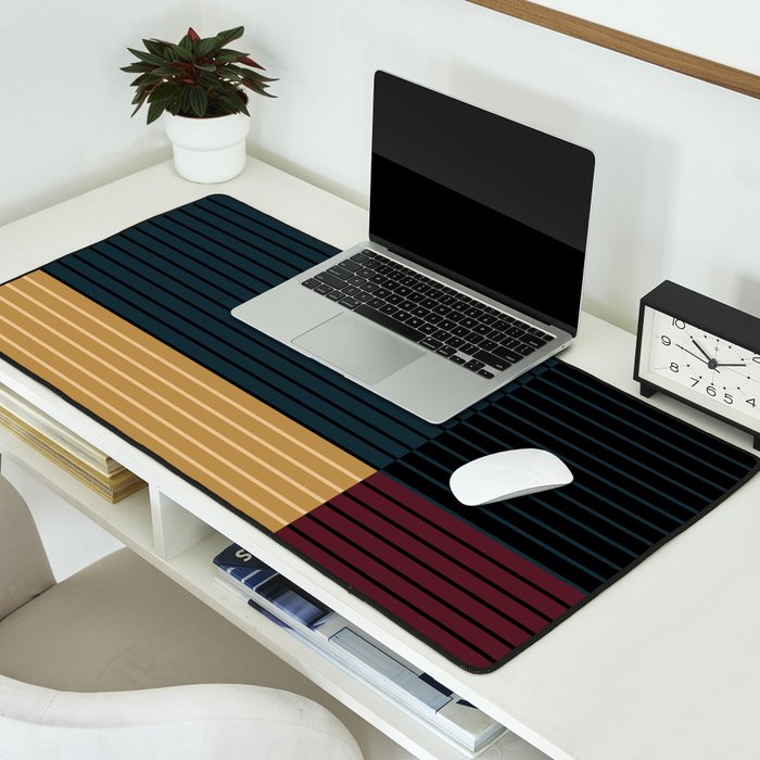Color Block Line Abstract X Desk Mat Gallery Image 2