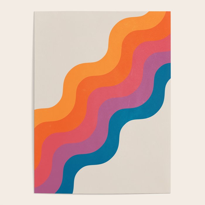 Vintage California Sun: Slanted Stripes Poster Gallery Image 1