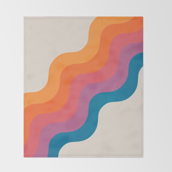 Vintage California Sun: Slanted Stripes Throw Blanket Gallery Image 2