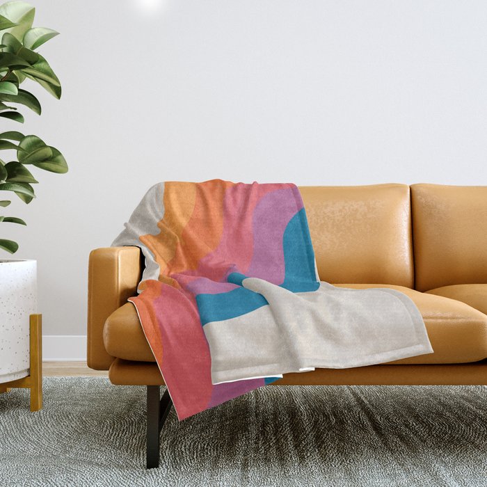 Vintage California Sun: Slanted Stripes Throw Blanket Gallery Image 1