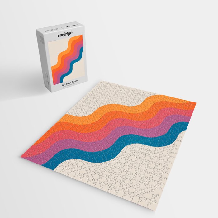 Vintage California Sun: Slanted Stripes Jigsaw Puzzle Gallery Image 2