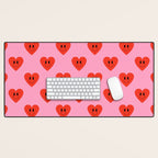 Funny retro love heart cartoon pattern Desk Mat Gallery Image 1