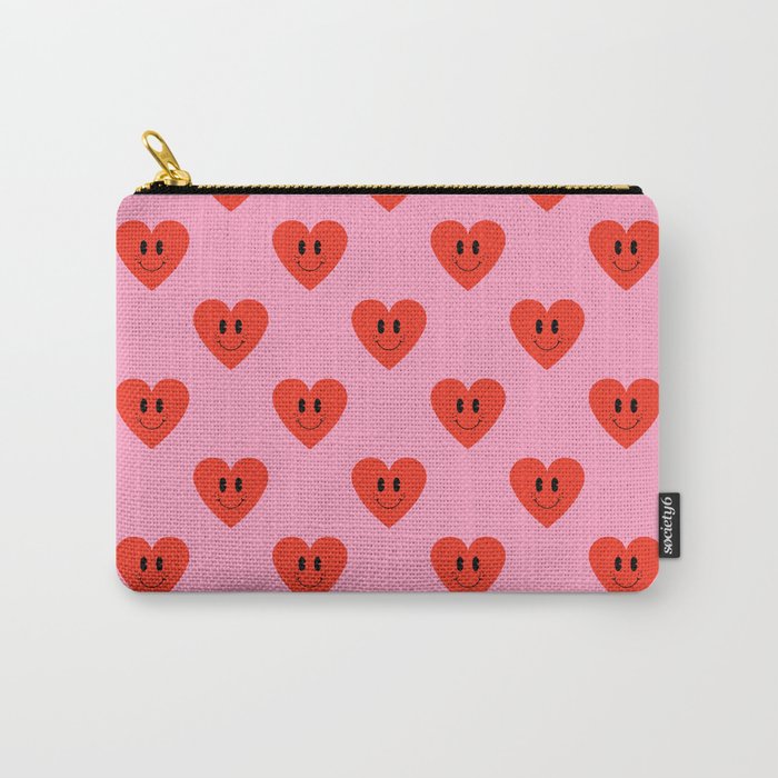 Funny retro love heart cartoon pattern Carry All Pouch Gallery Image 1