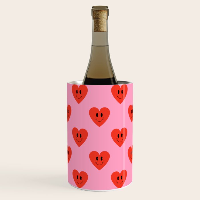 Funny retro love heart cartoon pattern Wine Chiller Gallery Image 1