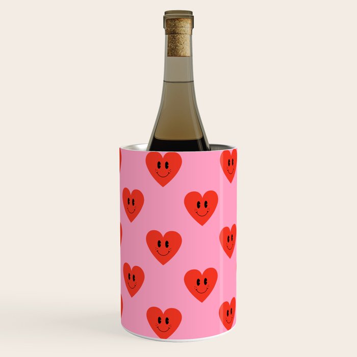 Funny retro love heart cartoon pattern Wine Chiller Gallery Image 2