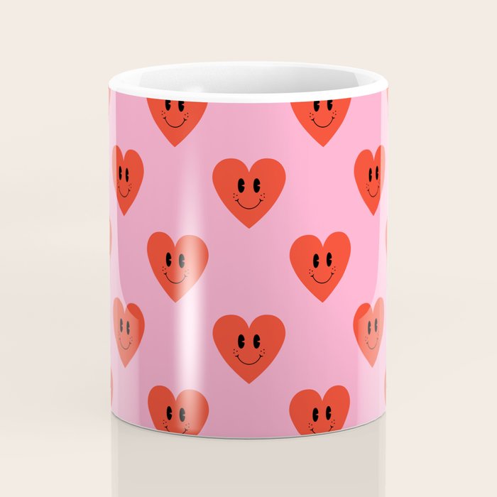 Funny retro love heart cartoon pattern Coffee Mug Gallery Image 4
