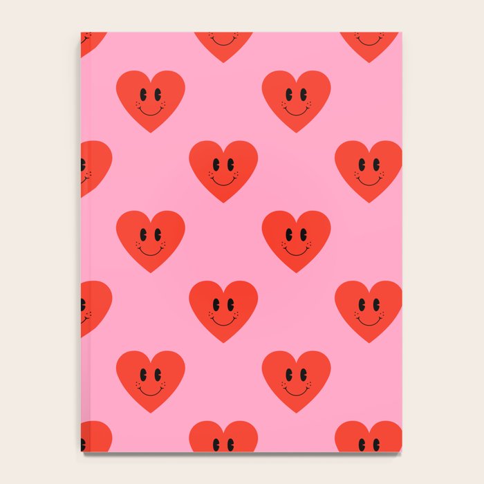 Funny retro love heart cartoon pattern Notebook Gallery Image 4