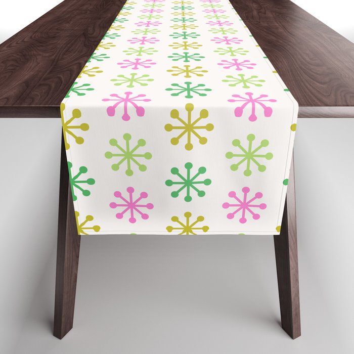 Retro Snowflakes - Pink & Green Table Runner Gallery Image 1