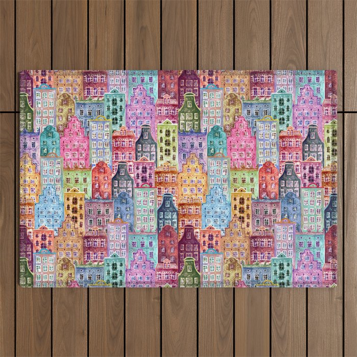 Vintage Gingerbread Town Outdoor Rug Gallery Image 1
