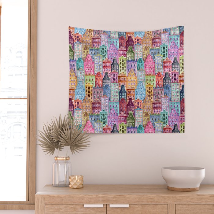 Vintage Gingerbread Town Wall Tapestry Gallery Image 2
