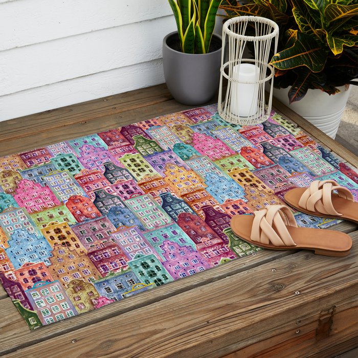 Vintage Gingerbread Town Outdoor Rug Gallery Image 2