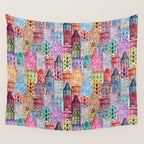 Vintage Gingerbread Town Wall Tapestry Gallery Image 4