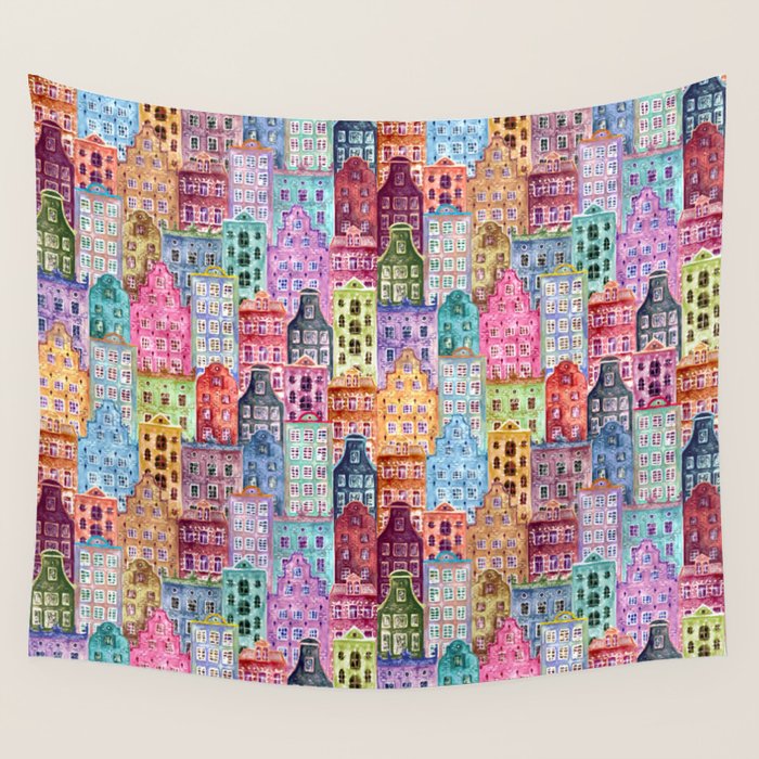 Vintage Gingerbread Town Wall Tapestry Gallery Image 4