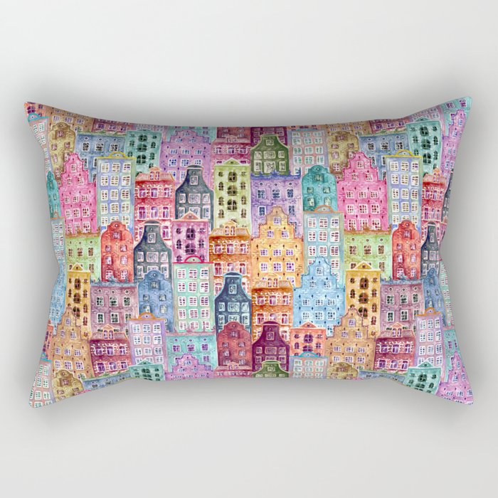 Vintage Gingerbread Town Rectangular Pillow Gallery Image 1